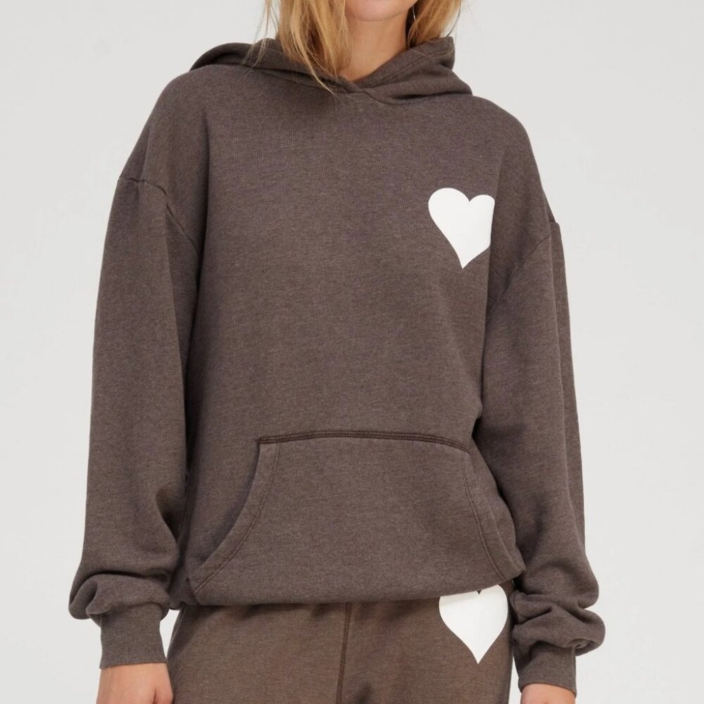 SPRWMN (SuperWoman) Heart Hoodie in Heathered Cocoa